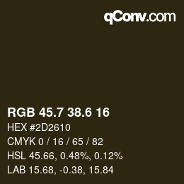 カラーコード: RGB 45.7 38.6 16 | qconv.com
