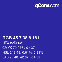 カラーコード: RGB 45.7 38.6 161 | qconv.com