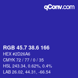 カラーコード: RGB 45.7 38.6 166 | qconv.com