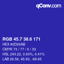 カラーコード: RGB 45.7 38.6 171 | qconv.com