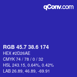 カラーコード: RGB 45.7 38.6 174 | qconv.com