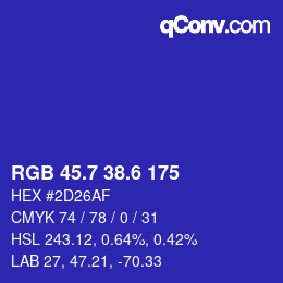 カラーコード: RGB 45.7 38.6 175 | qconv.com