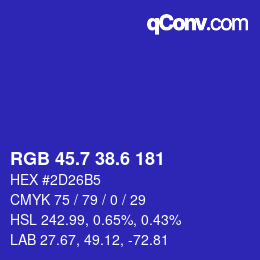カラーコード: RGB 45.7 38.6 181 | qconv.com