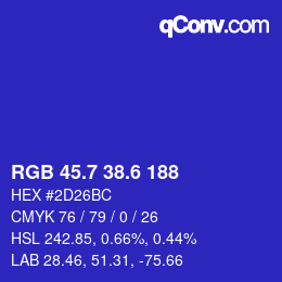 カラーコード: RGB 45.7 38.6 188 | qconv.com