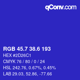 カラーコード: RGB 45.7 38.6 193 | qconv.com
