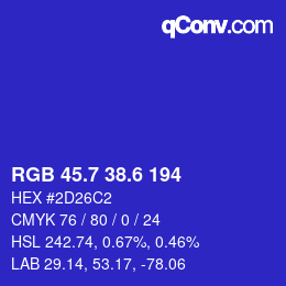 カラーコード: RGB 45.7 38.6 194 | qconv.com