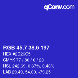 カラーコード: RGB 45.7 38.6 197 | qconv.com
