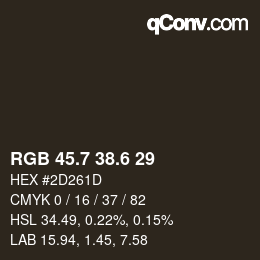 カラーコード: RGB 45.7 38.6 29 | qconv.com