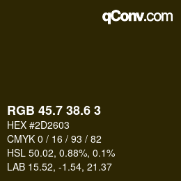 カラーコード: RGB 45.7 38.6 3 | qconv.com