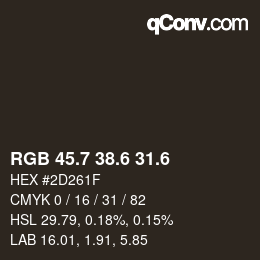 カラーコード: RGB 45.7 38.6 31.6 | qconv.com