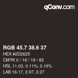 カラーコード: RGB 45.7 38.6 37 | qconv.com