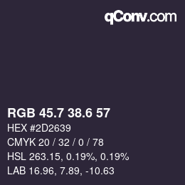 カラーコード: RGB 45.7 38.6 57 | qconv.com