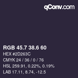 カラーコード: RGB 45.7 38.6 60 | qconv.com