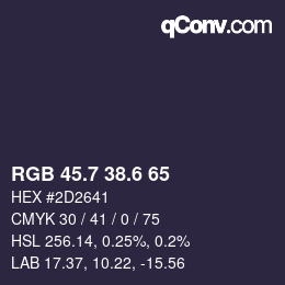 カラーコード: RGB 45.7 38.6 65 | qconv.com