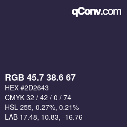 カラーコード: RGB 45.7 38.6 67 | qconv.com