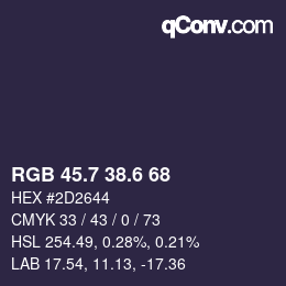 カラーコード: RGB 45.7 38.6 68 | qconv.com
