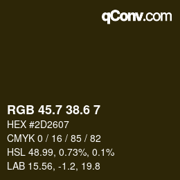 カラーコード: RGB 45.7 38.6 7 | qconv.com