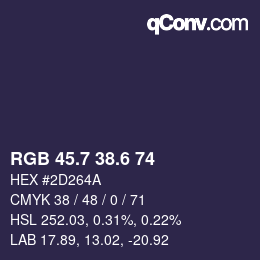 カラーコード: RGB 45.7 38.6 74 | qconv.com