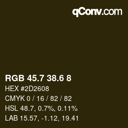 カラーコード: RGB 45.7 38.6 8 | qconv.com