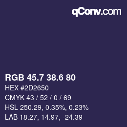 カラーコード: RGB 45.7 38.6 80 | qconv.com