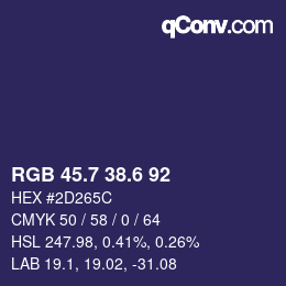 カラーコード: RGB 45.7 38.6 92 | qconv.com