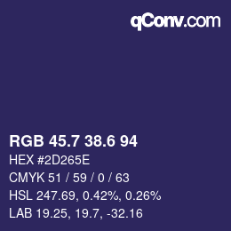 カラーコード: RGB 45.7 38.6 94 | qconv.com