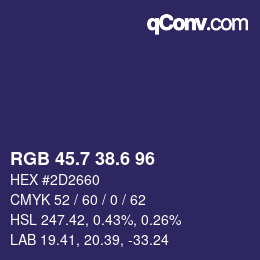 カラーコード: RGB 45.7 38.6 96 | qconv.com
