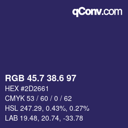 カラーコード: RGB 45.7 38.6 97 | qconv.com