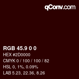 Color code: RGB 45.9 0 0 | qconv.com
