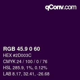 カラーコード: RGB 45.9 0 60 | qconv.com