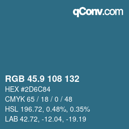 カラーコード: RGB 45.9 108 132 | qconv.com