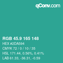 カラーコード: RGB 45.9 165 148 | qconv.com