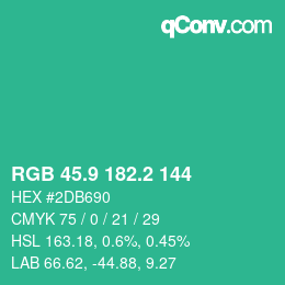 カラーコード: RGB 45.9 182.2 144 | qconv.com
