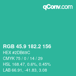 カラーコード: RGB 45.9 182.2 156 | qconv.com