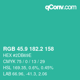 カラーコード: RGB 45.9 182.2 158 | qconv.com