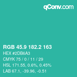 カラーコード: RGB 45.9 182.2 163 | qconv.com
