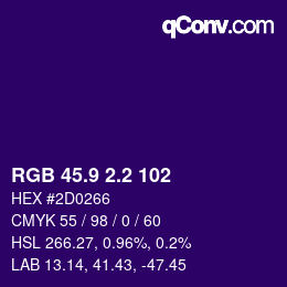 カラーコード: RGB 45.9 2.2 102 | qconv.com
