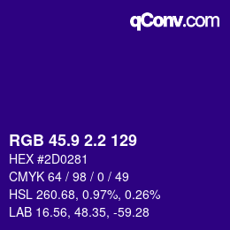 カラーコード: RGB 45.9 2.2 129 | qconv.com