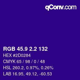 カラーコード: RGB 45.9 2.2 132 | qconv.com