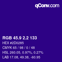 カラーコード: RGB 45.9 2.2 133 | qconv.com