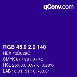 カラーコード: RGB 45.9 2.2 140 | qconv.com