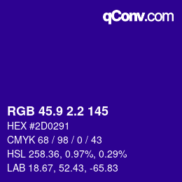 カラーコード: RGB 45.9 2.2 145 | qconv.com