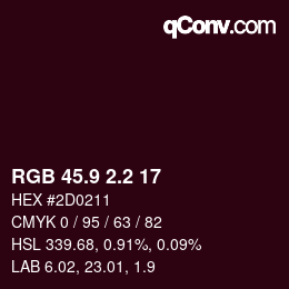 Color code: RGB 45.9 2.2 17 | qconv.com