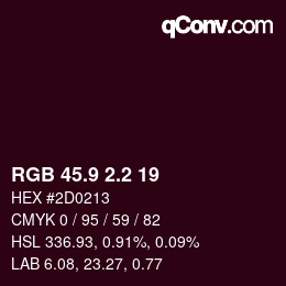 カラーコード: RGB 45.9 2.2 19 | qconv.com