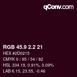 Color code: RGB 45.9 2.2 21 | qconv.com