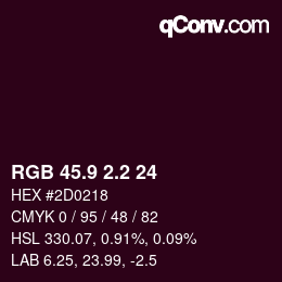 カラーコード: RGB 45.9 2.2 24 | qconv.com