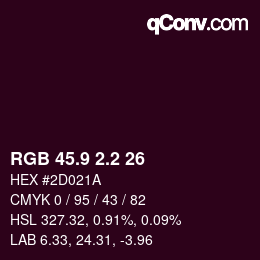 カラーコード: RGB 45.9 2.2 26 | qconv.com