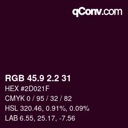 カラーコード: RGB 45.9 2.2 31 | qconv.com