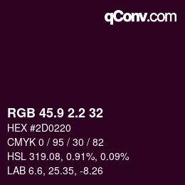 Color code: RGB 45.9 2.2 32 | qconv.com