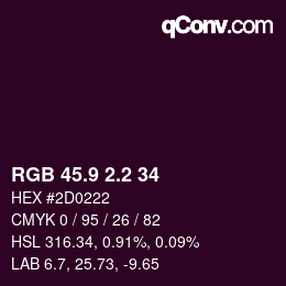 カラーコード: RGB 45.9 2.2 34 | qconv.com